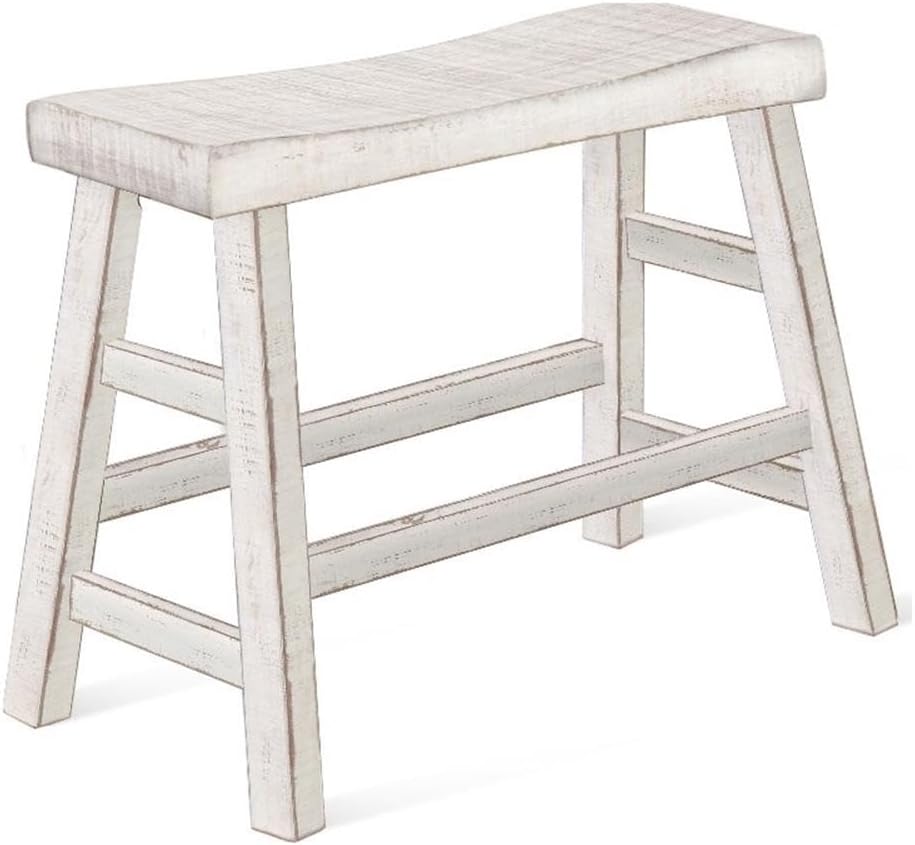 Sunny Designs Marina 24" Farmhouse Mahogany Wood Bench in White Sand