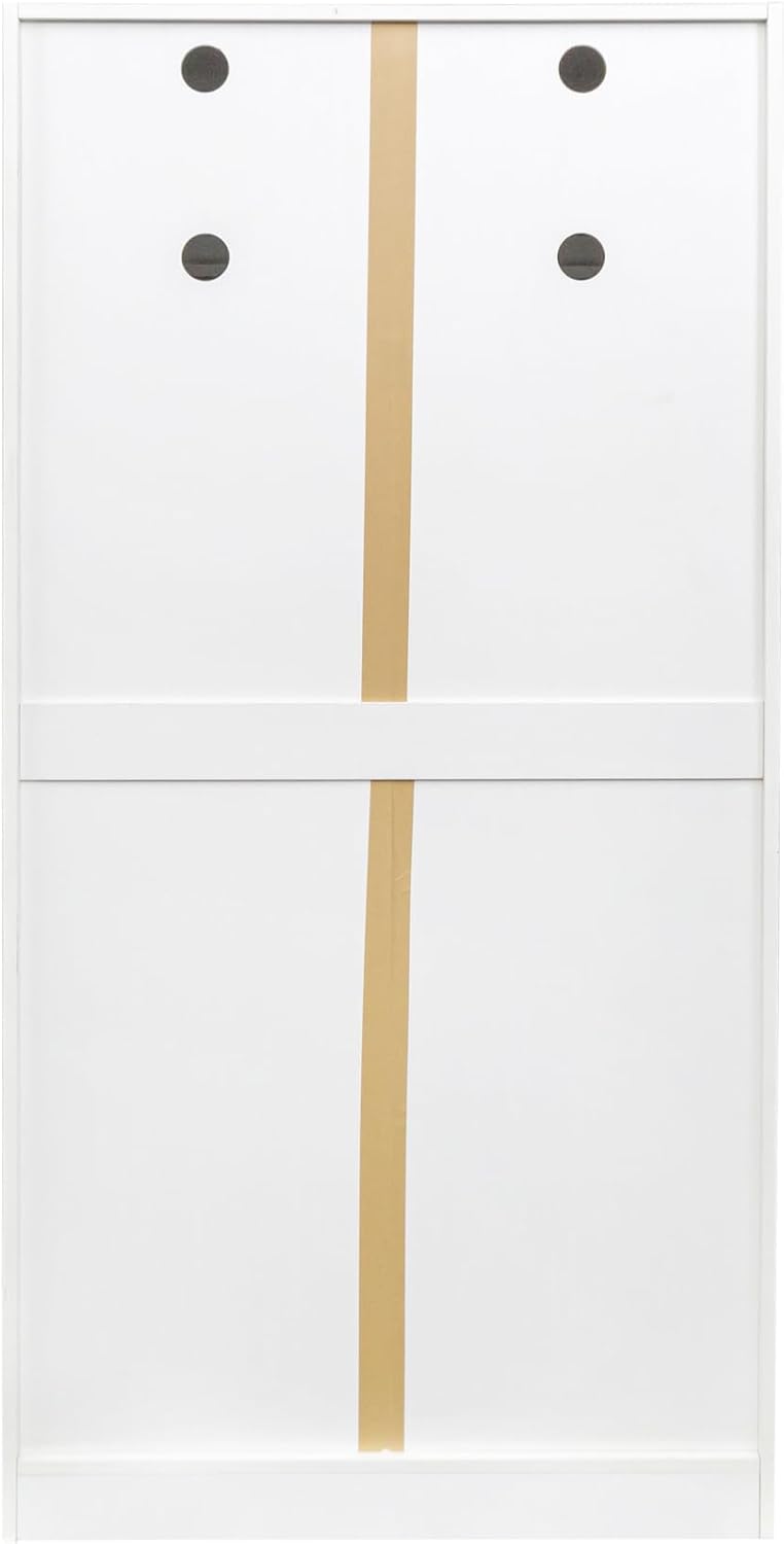 22 inch Deep Kitchen Pantry Cabinet Storage Organizer with Fridge Space,Wood White Food Kitchen Cupboard with 12 Door Shelves Storage Dining Room Furniture (White)
