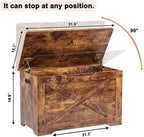 Timberer 31.5" Storage Chest, Wooden Storage Bench, Entryway Shoes Bench | Storage Trunk with 2 Safety Hinges, for Living Room, Bedroom, 15.7 x 31.5 x 18.9 Inches, Rustic Brown