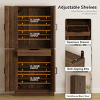 Unikito 71" Tall Kitchen Pantry Cabinet with Adjustable Shelve and Drawer | Large Wooden Farmhouse Storage Cupboard, Barn Door, Sturdy and Deep, Versatile for Dining Room, Living Room, Utility Room