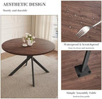 HIPIHOM 45.3'' Walnut Round Dining Table Set for 4, Mid Century Modern Small Coffee Set for Dining Room Kitchen Apartment (Dark Walnut Table + 4 Black Chairs)