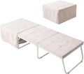 EMOOR Multifunctional Stool SHELT Transformable to Bed (Ivory), Foldable Collapsible High-Density Urethane Foam Temporary Guest Bed Bench