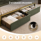LIKIMIO King Size Bed Frame with 2 Drawers and Charging Station
