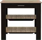 Kitchen Island 40 with Two Shelves One Drawer Four Legs | Includes two open shelves and one drawer for organized storage