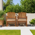 Christopher Knight Home Selma Acacia Rocking Chairs with Cushions, 2-Pcs Set, Teak Finish