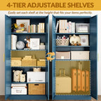 BESFUR 71" Tall Metal Storage Cabinet with 2 Doors and 4 Adjustable Shelves, Heavy Duty Kitchen Pantry Cabinet for Home Office, Kitchen, Garage and Dining Room, Blue,71”H x 27.5”W x 13.8”D