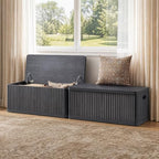 SICOTAS Storage Bench 80.4" Wide Shoe Bench with Lift Top Large Wooden Storage Chest Trunk Modern Blanket Chest with 4 Safety Hinges & Seating for Bedroom Entryway Living Room Hallway