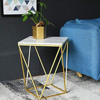 Telephone Table, Square Marble Side Table Nordic Modern Living Room Bedroom Corner Table Telephone Table Bedside Table Balcony Iron Art Coffee Table,15.7"×15.7(White