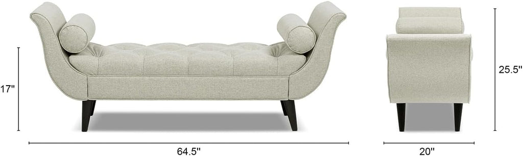 Jennifer Taylor Home Alma Tufted Flared Arm Entryway Bench, Taupe Polyester