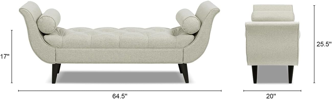Jennifer Taylor Home Alma Tufted Flared Arm Entryway Bench, Taupe Polyester