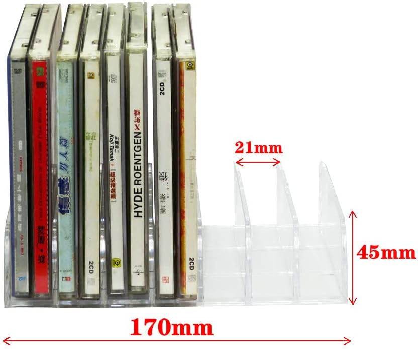 Pmsanzay DVD Storage Box - Clear Acrylic - Stackable DVD and CD Holder, CD Display Rack CD Organizer Stand - Holds up to 14 Standard CD Cases for Media Shelf Storage and Organization - No DVD