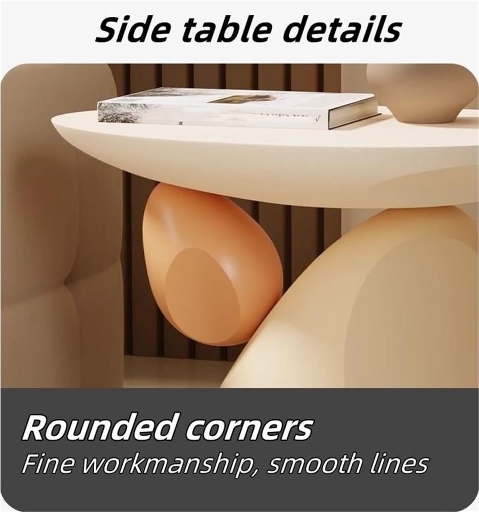 Resin Side Table, Stone Side Table Decoration, Small Bedside Table, Multifunctional Coffee Table, Suitable for Living Room, Bedroom(Brown)
