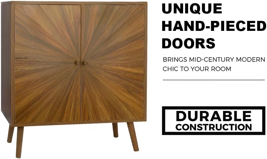 ZYBT Modern Sideboard Buffet Cabinet with Crafted Door, Mid Century Accent Storage Console Table, Farmhouse Cupboard Wood Bar Cabinet for Living Room Kitchen Office Dining Room Entryway