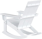 WestinTrends Ashore Patio Rocking Chairs Set of 2, All Weather Poly Lumber Plank Adirondack Rocker Chair, Modern Farmhouse White Rocking Chairs for Porch Garden Backyard and Indoor