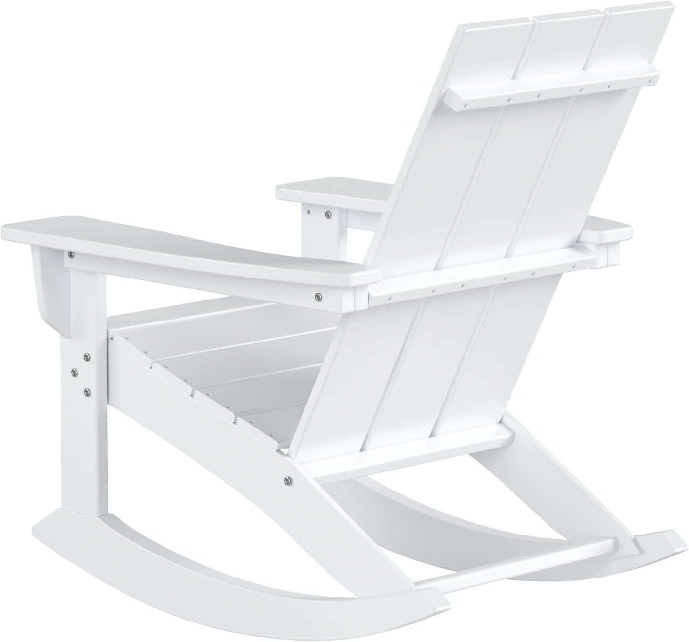 WestinTrends Ashore Patio Rocking Chairs Set of 2, All Weather Poly Lumber Plank Adirondack Rocker Chair, Modern Farmhouse White Rocking Chairs for Porch Garden Backyard and Indoor
