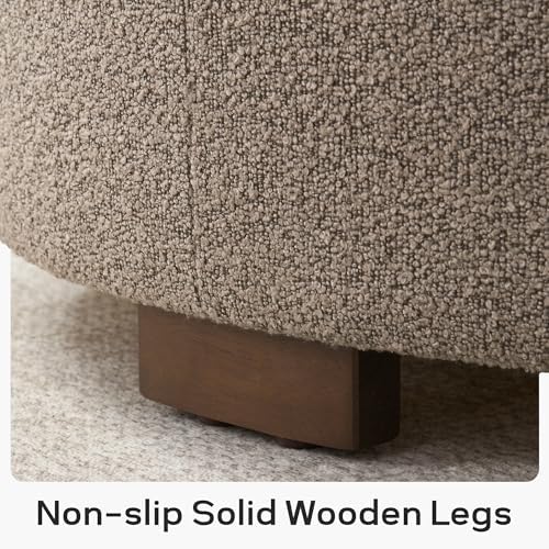 Zihanhome 30 Inch Round Storage Ottoman, Ottoman Coffee Table with Lift Off Lid, Boucle Modern Ottomans with Storage for Living Room, Bedroom, Apartments (Brown)