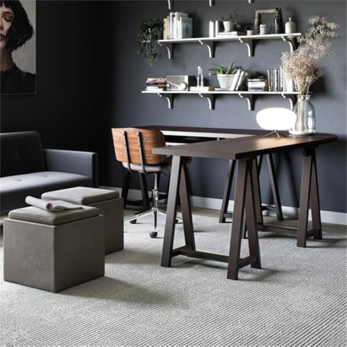 SIMPLIHOME Rockwood 17" Wide Vegan Leather Storage Ottoman in Grey | Distressed slate grey, contemporary ottoman with flip-over tray top and hidden storage; cube storage bench for living room.