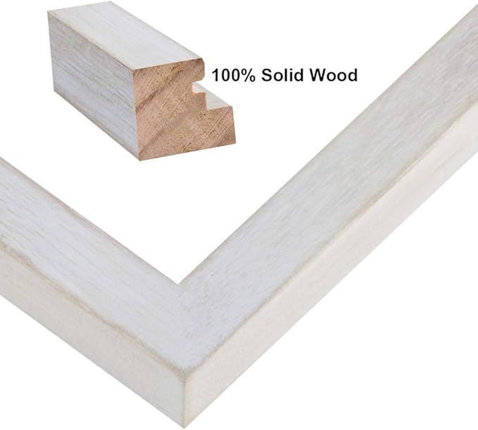 RPJC 8x8 Soild Wood Picture Frame with High Definition Glass Display Pictures 4x4 with Mat or 8x8 Without Mat for Wall Mounting Hanging Photo Frame Rustic White