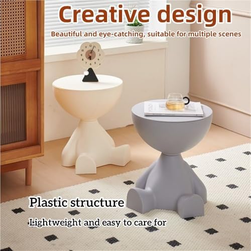 Side Table, Bedside Table with Storage, Round End Table, Balcony Table, Suitable for Bedroom, Living Room, Leisure Room(Red)