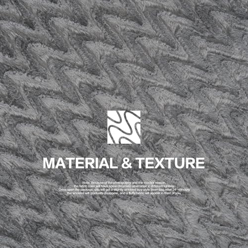 Hobestluk Bean Bag Chair Large Washable Soft Living Room Adult 3Ft Grey | No Assembly Required Memory Foam Filling Machine Washable Cover Bedroom Dorm Reading Gaming Fluffy Plush Faux Fur Fabric