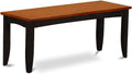 East West Furniture PFB-BLK-W Parfait Dining Room Bench with Solid Wood Seat, 52x15x17 Inch, Black & Cherry
