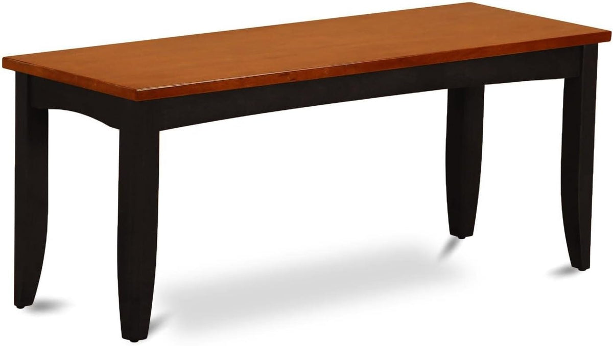 East West Furniture PFB-BLK-W Parfait Dining Room Bench with Solid Wood Seat, 52x15x17 Inch, Black & Cherry