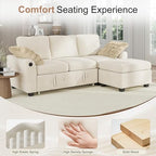 Hanherry 81" Sectional Couch with Pull Out Sofa Bed,Chenille Sleeper Sofa with Storage Ottoman & USB Charging,Comfy L Shaped Modular Couches for Living Room,Apartment
