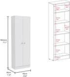 Multistorage Pantry Cabinet, Double Door, 5 Shelves, White