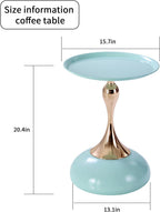 1-Pack Light Green Sleek Hourglass Side Table - Glossy Finish & Metallic Base | Contemporary Accent End Table for Living Room, Cafe & Home Decor Spaces