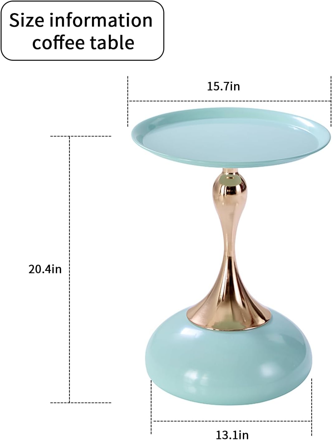 1-Pack Light Green Sleek Hourglass Side Table - Glossy Finish & Metallic Base | Contemporary Accent End Table for Living Room, Cafe & Home Decor Spaces