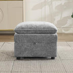 27" Large Square Ottoman with Storage, Modern Upholstered Footrest with Anti-Slip Legs for Couch Coffee Table Living Room, Bedroom, Entryway, Chenille Light Grey
