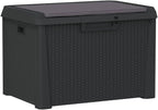 Anthracite Garden Storage Box 125L Polypropylene Medium Outdoor Patio Seat with Cushion for Tools and Cushions