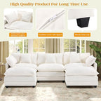 Hanherry Modular Sectional Sofa,Cloud Couch for Living Room,Modern Deep Seat Sofa Chenille Fabric Comfy Couches with Throw Pillows & Movable Ottoman for Apartment