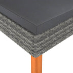 vidaXL Outdoor Footstool - Gray Poly Rattan and Solid Eucalyptus - Steel Frame with Removable and Washable Cushion Cover