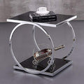 Telephone Table, Square Side Table,2 Layer Coffee Table,Telephone Table,Corner Table,Tempered Glass Sofa Side Table,554051CM(Color:Silver)
