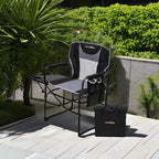 SUNNYFEEL Oversized Camping Chair Portable Directors Chairs with Side Table | Heavy Duty Folding Lawn Chair for Adults 300LBS with Compact Size, Breathable Mesh, Pocket & Carry Bag for Outdoor, Lawn, RV