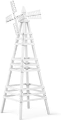 Wooden Windmill, Weather-Proof Wind Spinner, Outdoor Wind Mill for Garden Lawn Patio Decoration (White, Large)