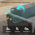 KKL Modular Sectional Couches for Living Room, U Shaped Sofa Couch with Adjustable Backrest, Chenille 6 Seater Sofa Couch with Convertible Ottoman and Comfy Cushion, Grey