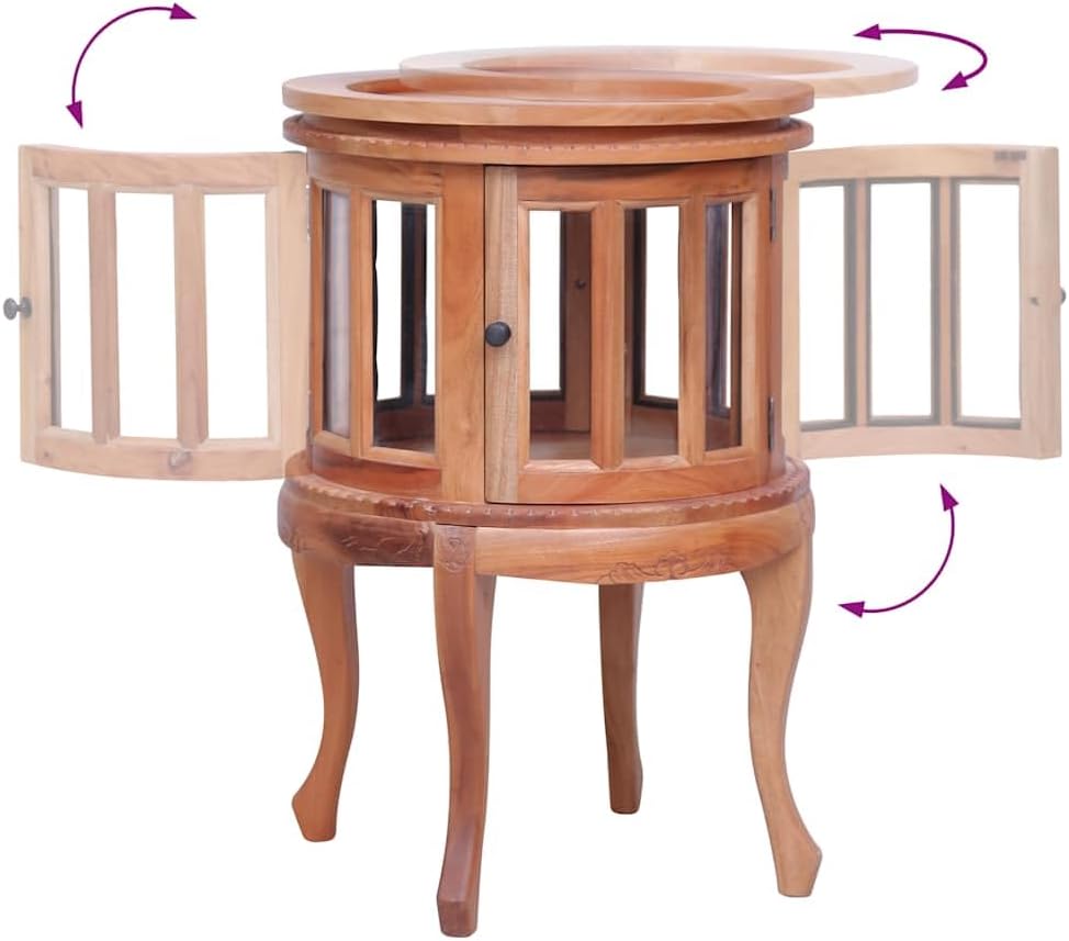Solid Mahogany Wood Vitrine Cabinet with Glass Display 19.7x19.7x29.9 Inches for Living Room Bedroom and Entryway
