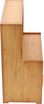 Kitchen Storage Cabinet with Sliding Doors, Bamboo Kitchen Pantry Sideboard, Adjustable Shelf Height, Semi-Clear Glass, for Spice Jars, Kitchen Utensils, Cups, Props, 17.7"x11"x24" (Tawny)
