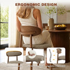Dining Chairs Set of 6, Upholstered Dining Room Chairs with Solid Wood Legs | Mid Century Modern Dining Chairs, Fabric Kitchen Chairs with Ergonomic Curved Backrest for Dining Room, Vanity, Camel