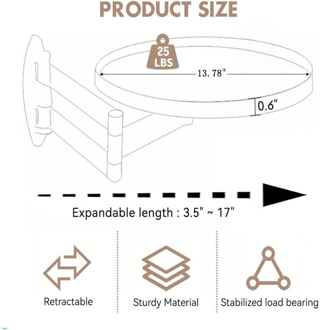 13.78 Inch Retractable Wall-Mounted Folding Table RV Folding Table | With an extendable arm, multi-angle adjustability, and a space-saving design, it makes an excellent gift.