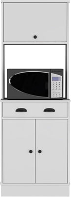 Apex Kitchen Pantry 66.3" H with Drawer, 2 Cabinets, and Microwave Stand, White