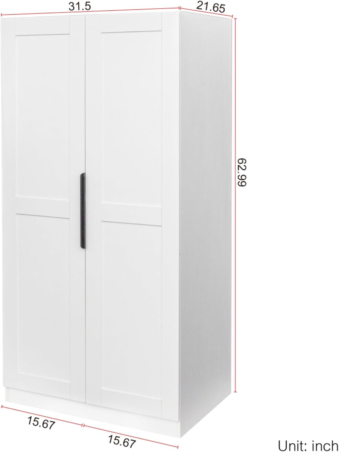 Standalone Pantry Cabinet Buffet Sideboard Cupboard with Double Doors, Multi-Level Shelving, Tall Organizer Storage for Kitchen Dining Living Hallway Bathroom, Modern Retro Furniture (White)