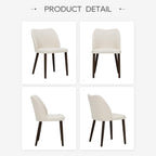 COLAMY Upholstered Dining Chairs Set of 4, Modern Kitchen & Dining Room Chairs with Curved Back, Fabric Padded Seat and Solid Wood Legs, Side Chairs for Restaurant, Cafe & Home, Beige