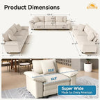 SUNSHINE VALLEY 3-Piece Modular Sectional Cloud Couch and Loveseat Sofa Set | Modern 7-Seater Sofa Set, White, Wider Armrest, Comfy Deep Seat, Soft Chenille Furniture Set for Living Room Bedroom