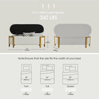 Hyfirm 48" Storage Ottoman Bench – White Chenille Upholstered Footrest with Gold Legs, Long Oval Padded Stool for Bedroom, End of Bed, Living Room, Entryway, Hallway
