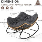 SWITTE Outdoor Rocking Papasan Chair with Thick Cushion, Dark Gray | Oversized Modern Wicker Lounge Rocker with Comfy Cushion, Cozy Egg Chair Steel Frame for Patio, Porch,or Indoor Reading Nook