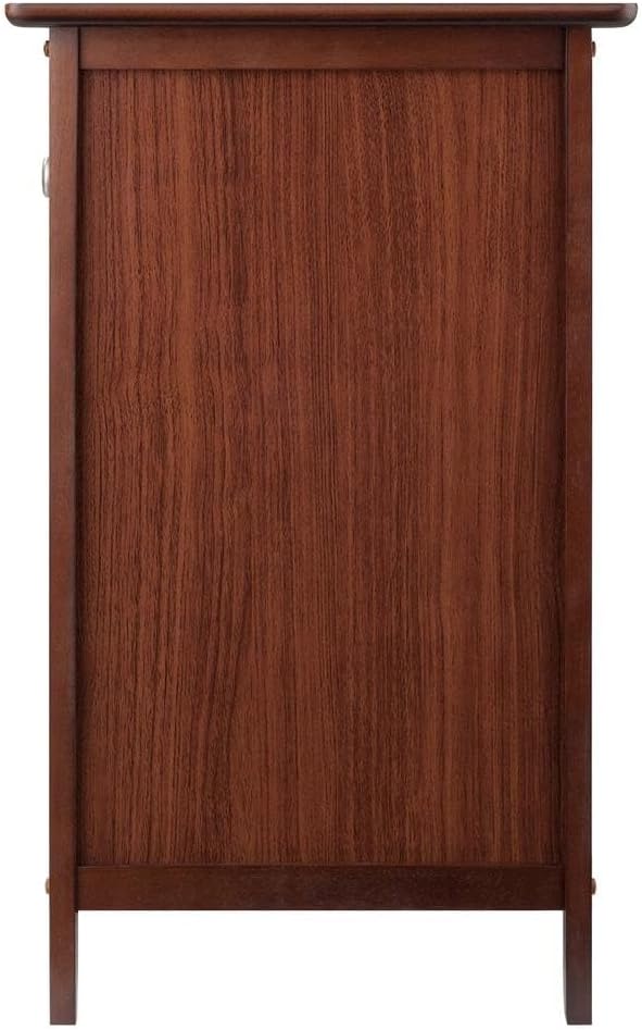Furnifact Farmhouse End Table in Solid Wood Walnut Finish, Wooden Nightstand with Drawer and Cabinet, Side Table with Storage for Bedroom Or Living Room