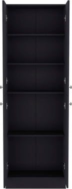 Kitchen Pantry 71" H, 4 Doors, 5 Adjustable Shelves, Laundry, Black